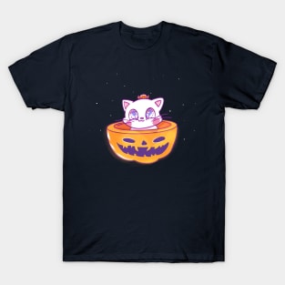 Cute Halloween pumpkin cat T-Shirt